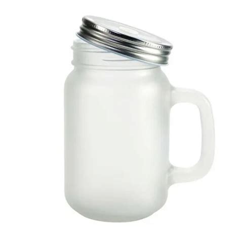 Caneca Mason Jar De Vidro Jateado Ml Lf Sublima O Atacado Da