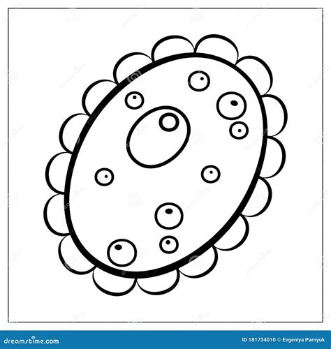 Vector Illustration With Outlines Of Bacteria Virus Cells Germs Or