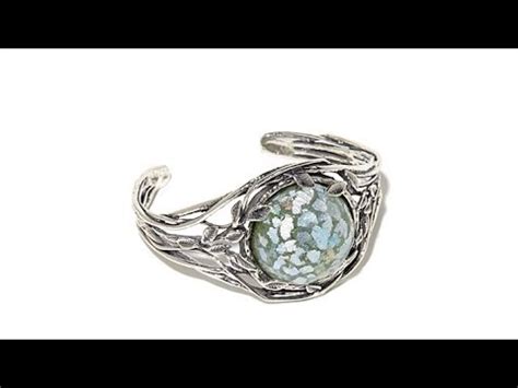 Noa Zuman Green Roman Glass Sterling Silver Cuff Bracelet YouTube