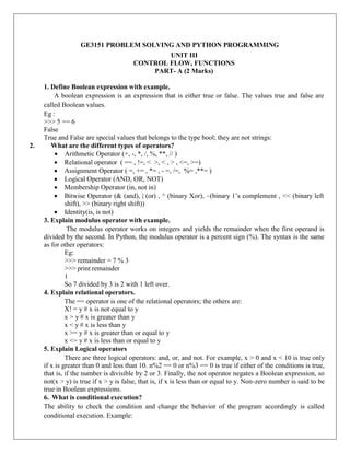 GE3151 PSPP UNIT III QUESTION BANK Docx Pdf