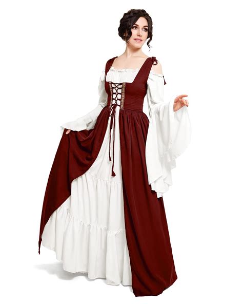 Renaissance Dress Medieval Costume Irish Overdress And Mythic Chemise Set