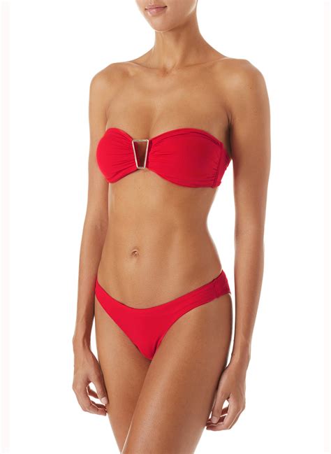 Exclusive Barcelona Red Bandeau Triangle Trim Bikini Melissa Odabash