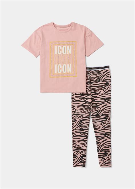 Girls Pink Icon Zebra Print Pyjama Set 4 13yrs Matalan