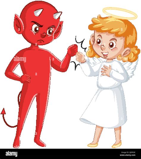 Devil And Angel Cartoon Character On White Background Illustration Stock Vector Image And Art Alamy