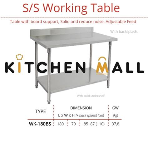 Jual Getra Wk Bs Stainless Steel Working Table With Blacksplash