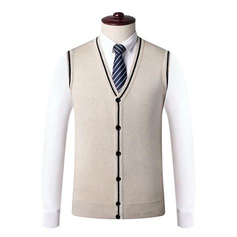 Gilet De Costume Homme Business Avec Boutons Coupe Standard Sans Manche Col En V Beige Beige