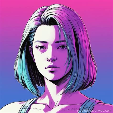 Female Avatar in Vaporwave Comic Art | Stable Diffusion Online