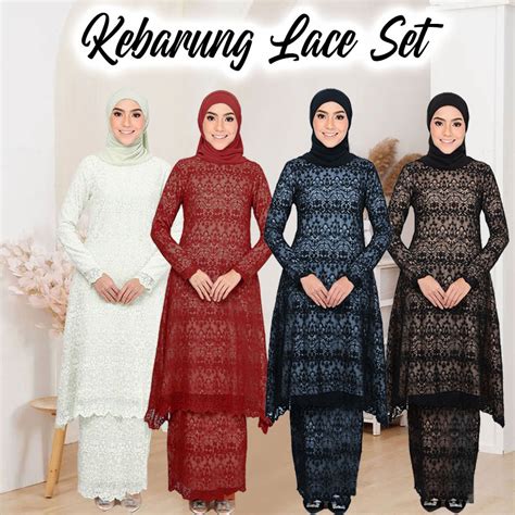 Bride Series Dalela Kebarung Klasik Kebarung Sulam Lace Kebaya Plus