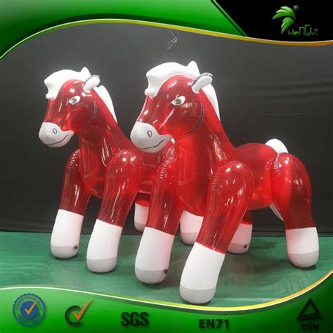 Hongyi Sph Inflatable Horse Toy Shiny Inflatable Red Horse Squeaky