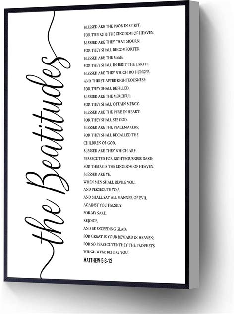 Rcvtvpv The Beatitudes Canvas Wall Art Matthew 5 3 12 Poster Christian Blessings