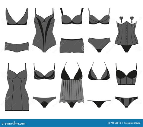 Lingerie Icon Set Woman Underwear Isolated On The White Stock Vector