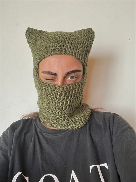 Balaclava With Ears Unisex Earmuff Knitted Helmet Knitted Etsy