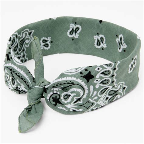 Paisley Bandana Headwrap Sage Claires Us