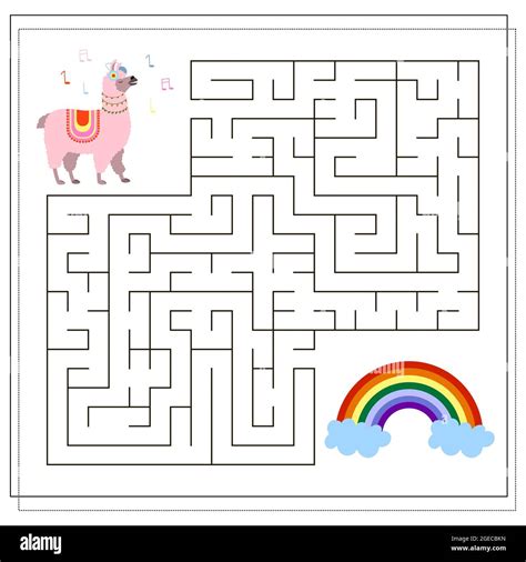 A Logical Game For Children Help The Llama To Pass The Maze And Get To