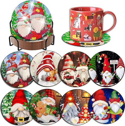 Amazon Pcs Christmas Gnome Diamond Art Painting Coasters Kits