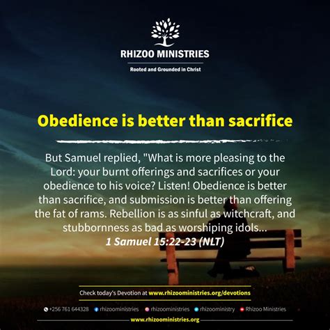 Obedience is better than sacrifice – Rhizoo Ministries