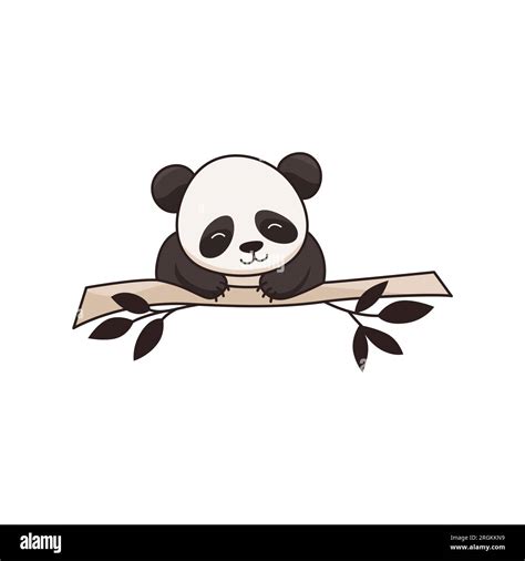 Cute Panda Bear Sleeps On A Tree Branch Vector Illustration Stock Vector Image And Art Alamy