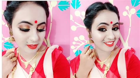 Bengali Traditional Durga Puja Makeup Look Festive Makeup Tutorial