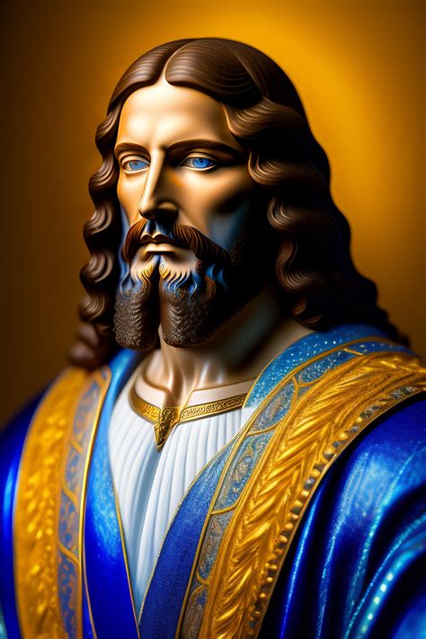 Lexica A Portrait Of Jesus Blue White And Yellow Manl Highly