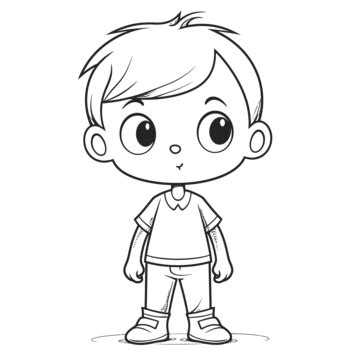 Cartoon Boy Is Shown Standing Outline Sketch Drawing Vector, Drawing Clipart, Cartoon Clipart ...