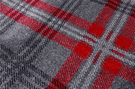 Glendale Grey Red Tartan Rugs Supermarket