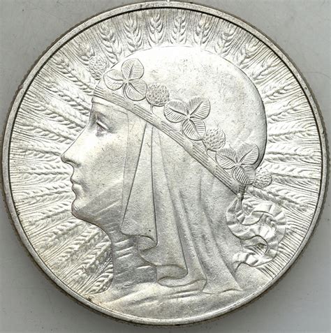 II RP 10 złotych 1932 głowa kobiety ze znakiem archiwum niemczyk pl