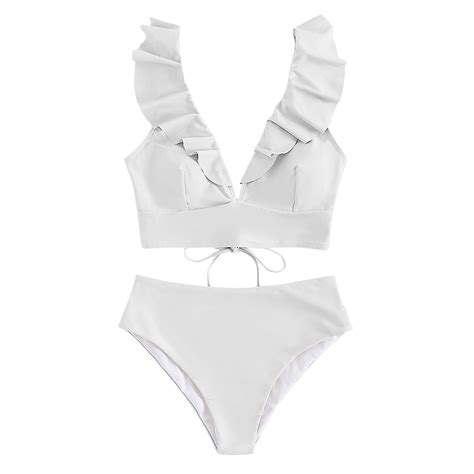 Jalioing Piece Ruffle Bikini Swimsuits Sets For Women Sleeveless