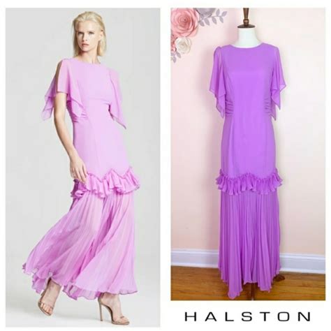 Halston Heritage Dresses Nwthalston Flouncesleeve Pleated Gown Size