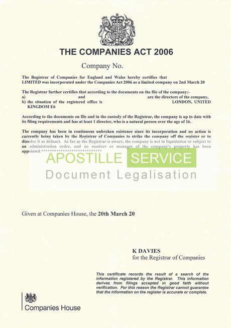 Apostille For Certificate Of Good Standing