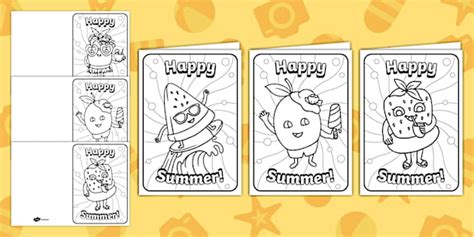 Happy Summer Colouring Card Teacher Made Twinkl