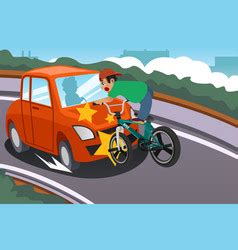 Accident Scene With Car On Road Royalty Free Vector Image