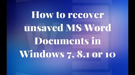 How To Recover Unsaved Word Document On Windows Youtube