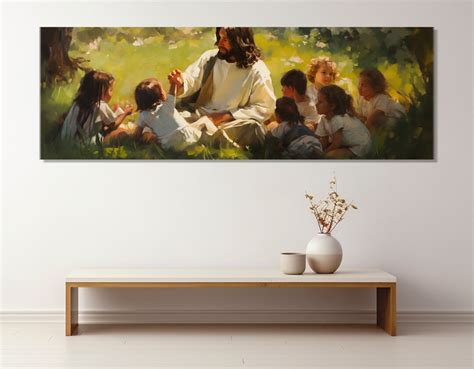 Jesus Teaching Children Canvas Print, Religious Painting, Sermon on the ...