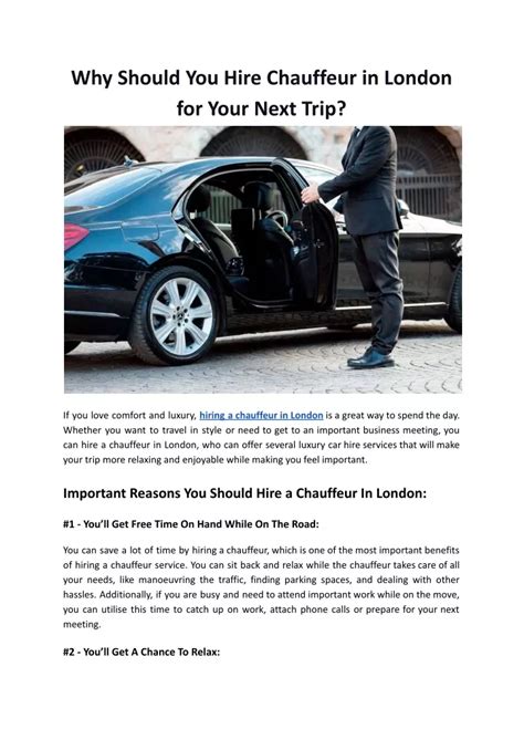 PPT Why Should Hire A Chauffeur In London For Your Next Trip MKL