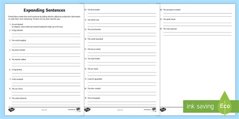 Expanding Sentences Worksheets Worksheets Worksheets Library
