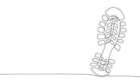 Male Footprint Isolated On White Background One Line Continuous