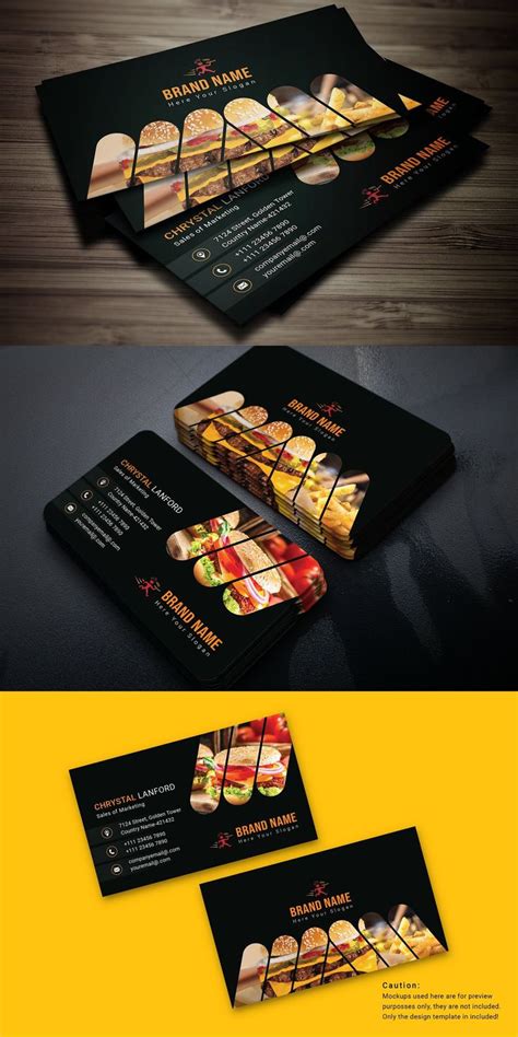 Restaurant Business Card with Sandwich and Fries Design