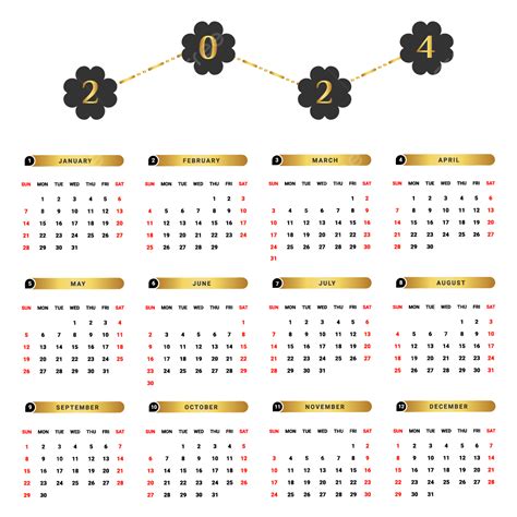 Gambar Kalender Desain Geometris Unik Emas Dan Hitam Vektor