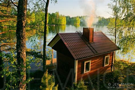 Image: Timber house by a lake | Stock photo by Jef Maion | Finland, Timber house, Finnish sauna