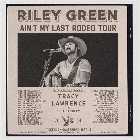 Riley Green Announces 2024 ‘ain’t My Last Rodeo Tour’ Featuring Tracy Lawrence And Ella Langley