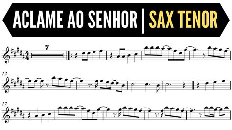 ACLAME AO SENHOR PARTITURA SAX TENOR DIANTE DO TRONO YouTube