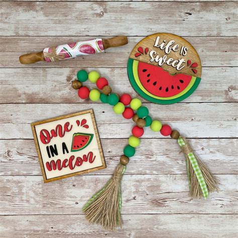 Watermelon Tiered Tray Set Watermelon D Cor Summer Tiered Etsy