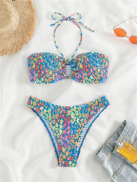 Shein Swim Conjunto De Bikini Con Estampado Floral Ditsy Traje De Ba O