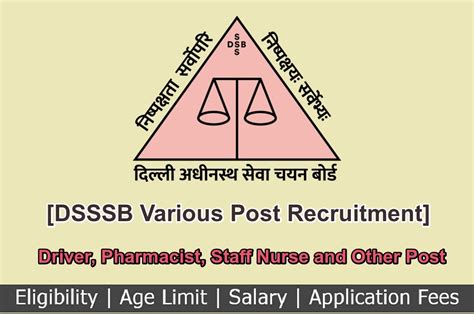 DSSSB Driver Pharmacist Staff Nurse And Other Post 06 2024