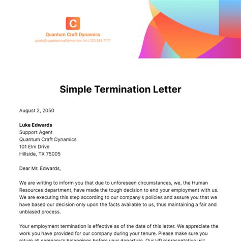 Free Termination Letter Templates And Examples Edit Online And Download