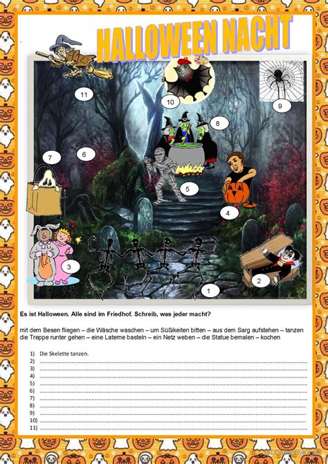 Halloween Nacht allgemein Deutsch DAF Arbeitsblätter pdf doc