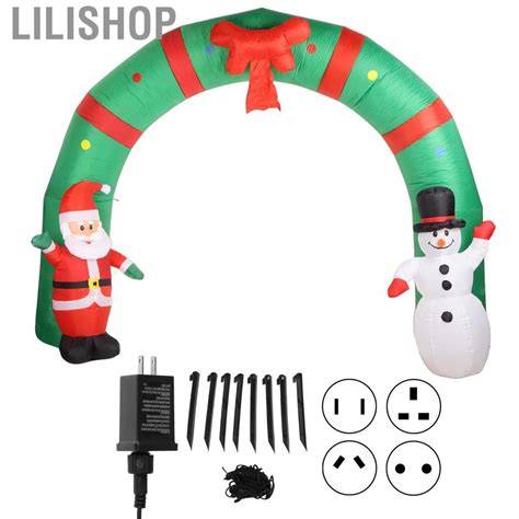 Lilishop Lighted Christmas Inflatable Archway W Santa And Snowman For