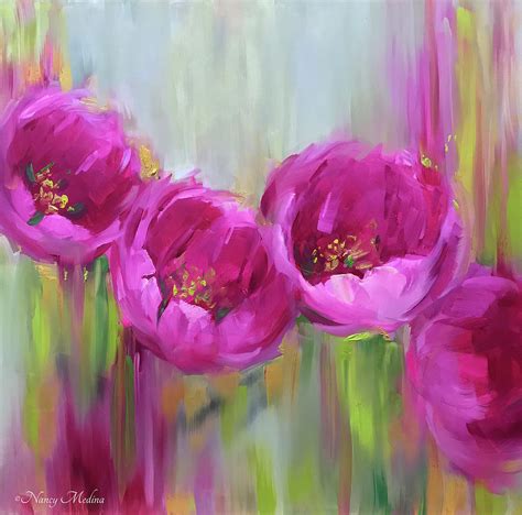 Given Time Pink Tulips Painting By Nancy Medina Fine Art America