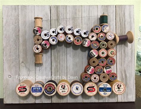 I made this thread spool art from vintage wood spools. Shaped it like a ...