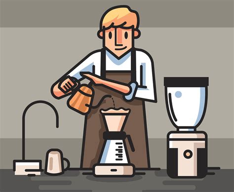 Barista In Brown Apron Vector Vector Art And Graphics